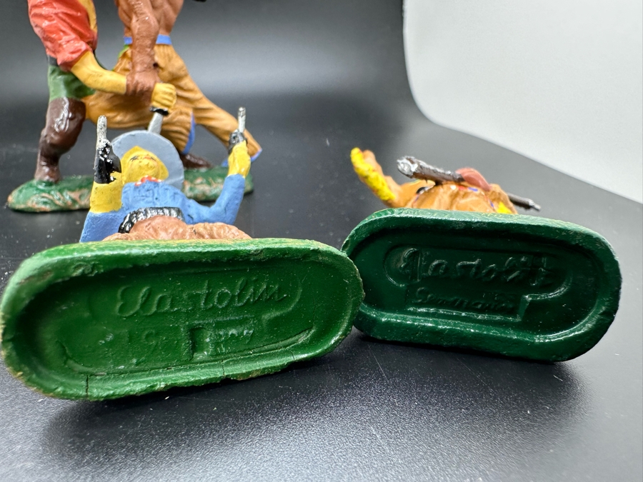 (3) Vintage Elastolin Germany O&M Hausser Toy Cowboys And Indians Miniature Figures [Photo 11]