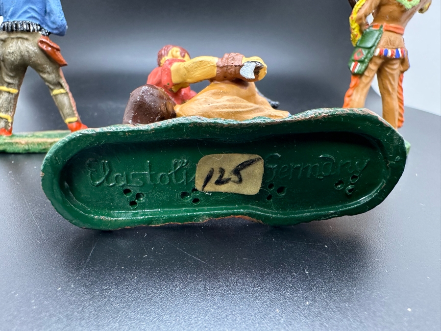 (3) Vintage Elastolin Germany O&M Hausser Toy Cowboys And Indians Miniature Figures [Photo 10]