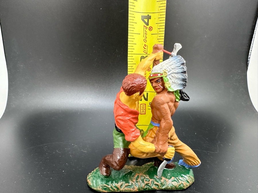 (3) Vintage Elastolin Germany O&M Hausser Toy Cowboys And Indians Miniature Figures [Photo 12]