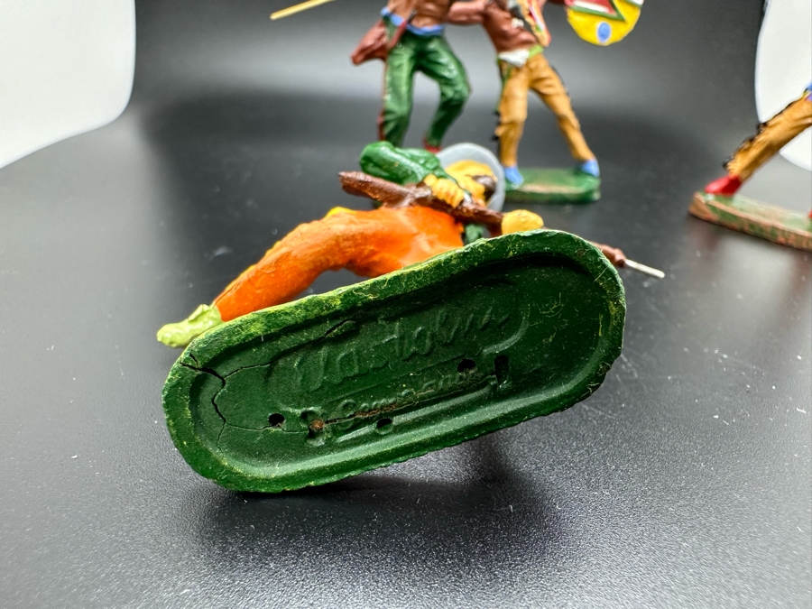 (4) Vintage Elastolin Germany O&M Hausser Toy Cowboys And Indians Miniature Figures [Photo 10]