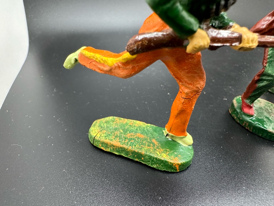 (4) Vintage Elastolin Germany O&M Hausser Toy Cowboys And Indians Miniature Figures [Photo 9]