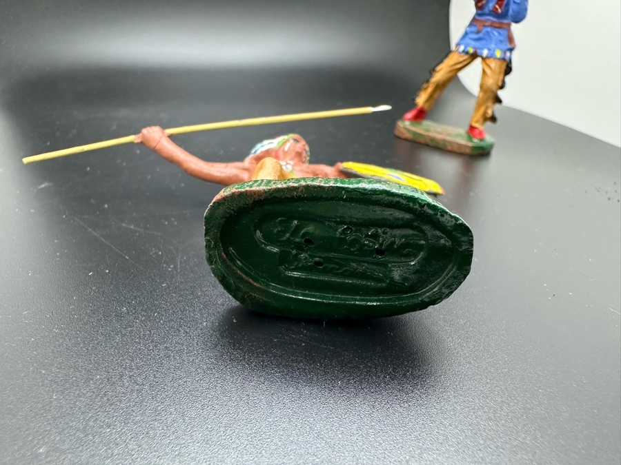 (4) Vintage Elastolin Germany O&M Hausser Toy Cowboys And Indians Miniature Figures [Photo 12]