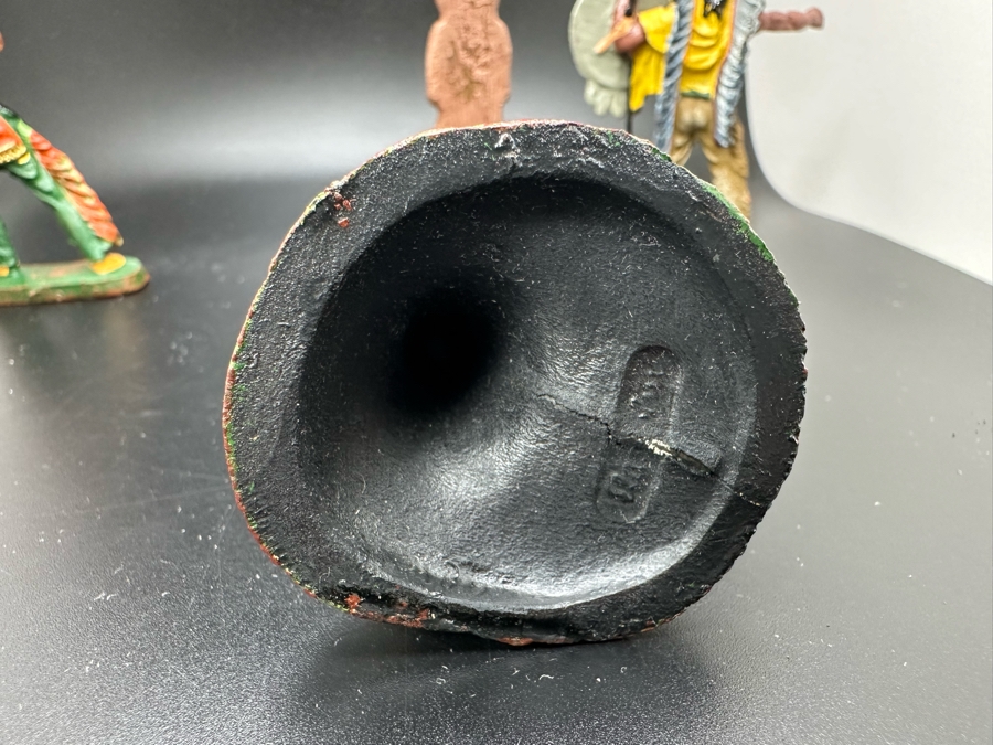 (4) Vintage Elastolin Germany O&M Hausser Toy Cowboys And Indians Miniature Figures [Photo 10]