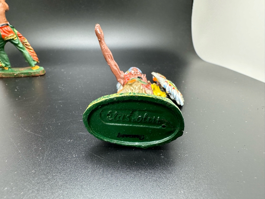 (4) Vintage Elastolin Germany O&M Hausser Toy Cowboys And Indians Miniature Figures [Photo 12]