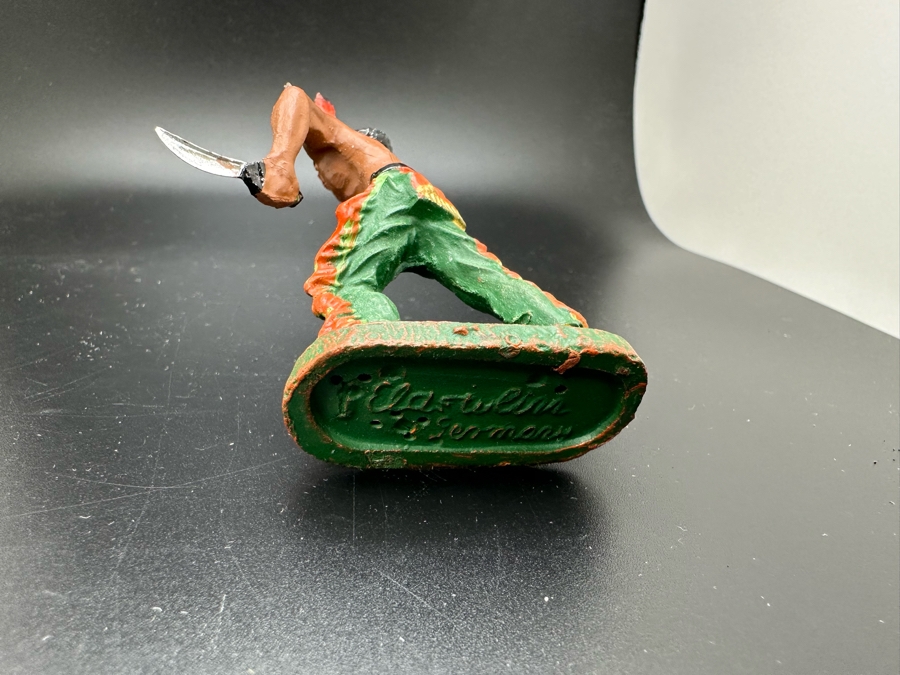 (4) Vintage Elastolin Germany O&M Hausser Toy Cowboys And Indians Miniature Figures [Photo 13]