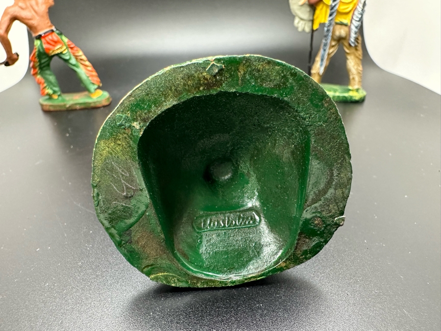 (4) Vintage Elastolin Germany O&M Hausser Toy Cowboys And Indians Miniature Figures [Photo 11]