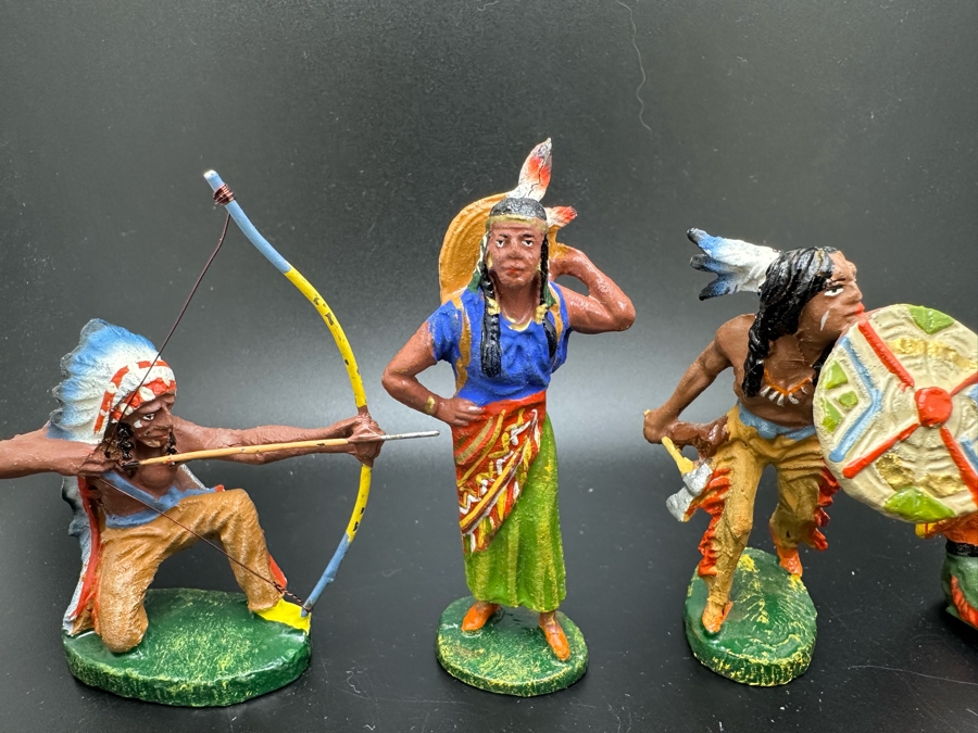 (7) Vintage Elastolin Germany O&M Hausser Toy Cowboys And Indians Miniature Figures [Photo 7]