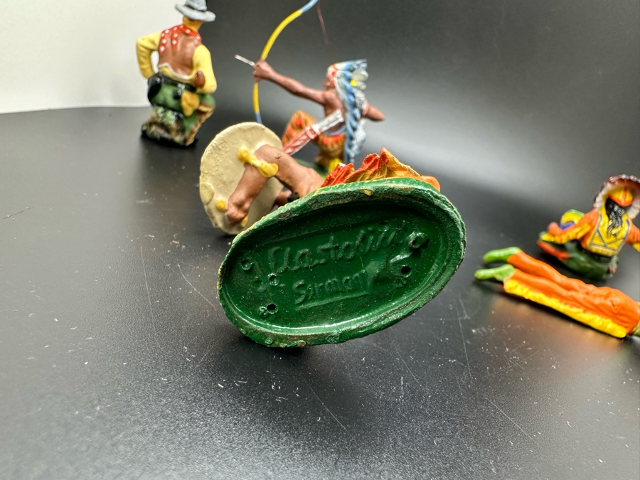 (7) Vintage Elastolin Germany O&M Hausser Toy Cowboys And Indians Miniature Figures [Photo 16]