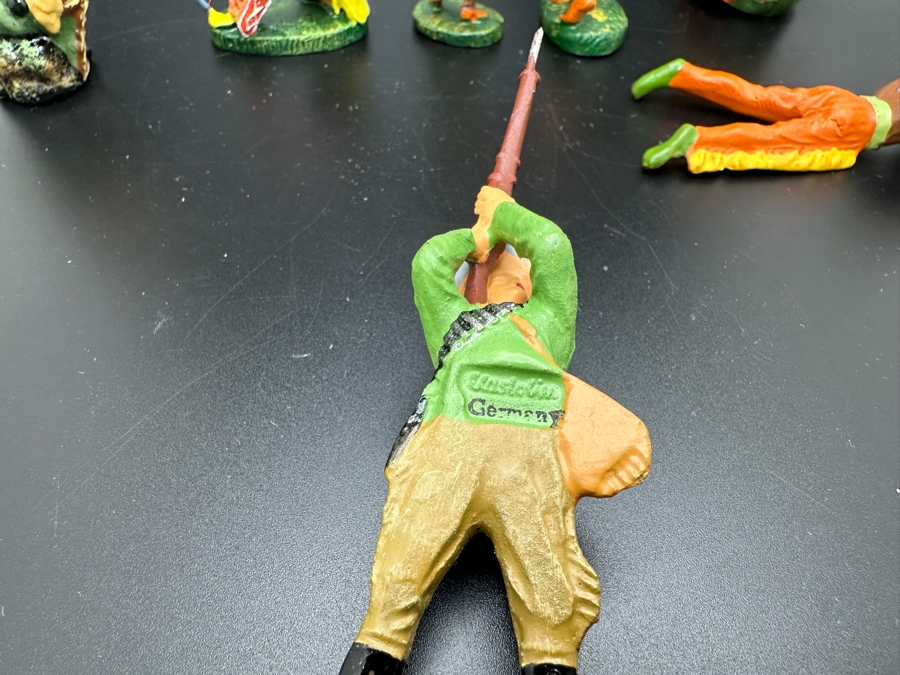 (7) Vintage Elastolin Germany O&M Hausser Toy Cowboys And Indians Miniature Figures [Photo 14]