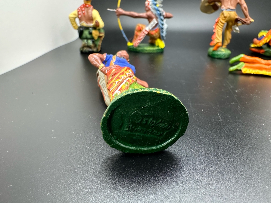 (7) Vintage Elastolin Germany O&M Hausser Toy Cowboys And Indians Miniature Figures [Photo 15]