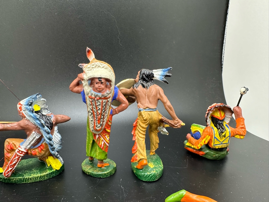 (7) Vintage Elastolin Germany O&M Hausser Toy Cowboys And Indians Miniature Figures [Photo 13]