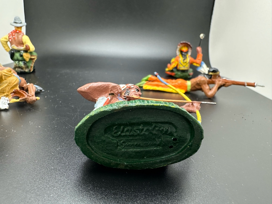 (7) Vintage Elastolin Germany O&M Hausser Toy Cowboys And Indians Miniature Figures [Photo 17]
