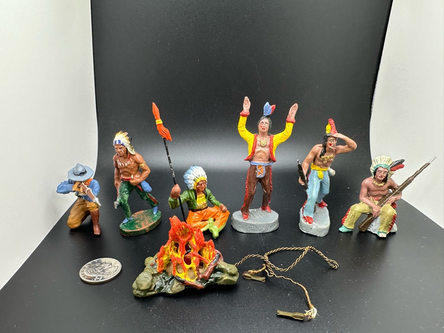 Vintage Toy Cowboys And Indians Miniature Figures Of Various Makes [Photo 4]