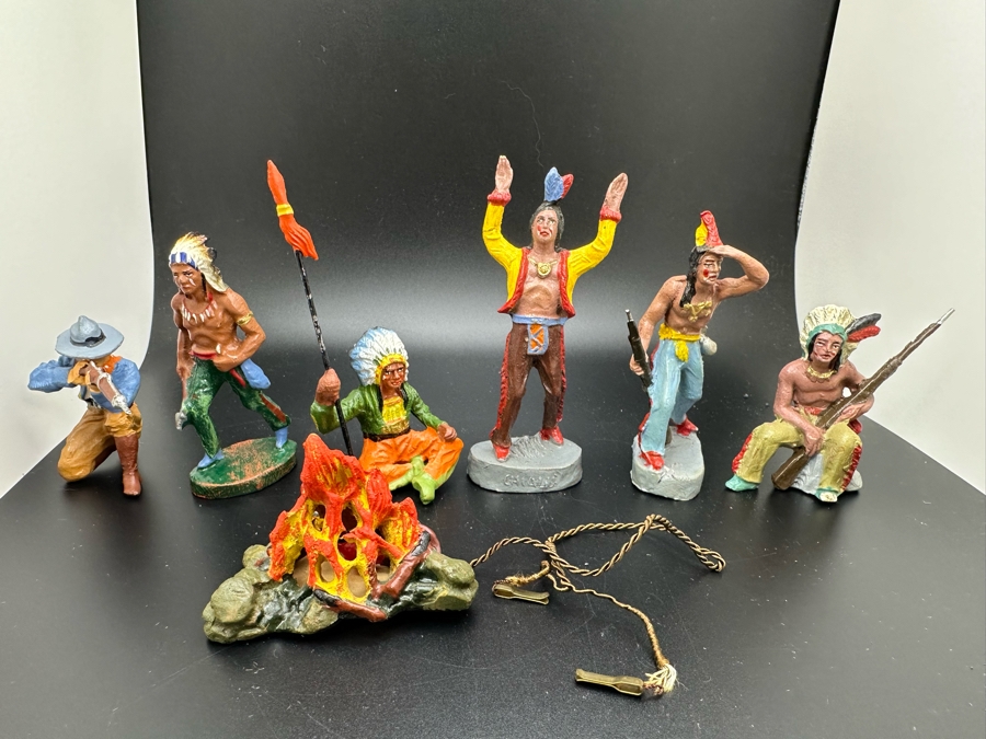 Vintage Toy Cowboys And Indians Miniature Figures Of Various Makes