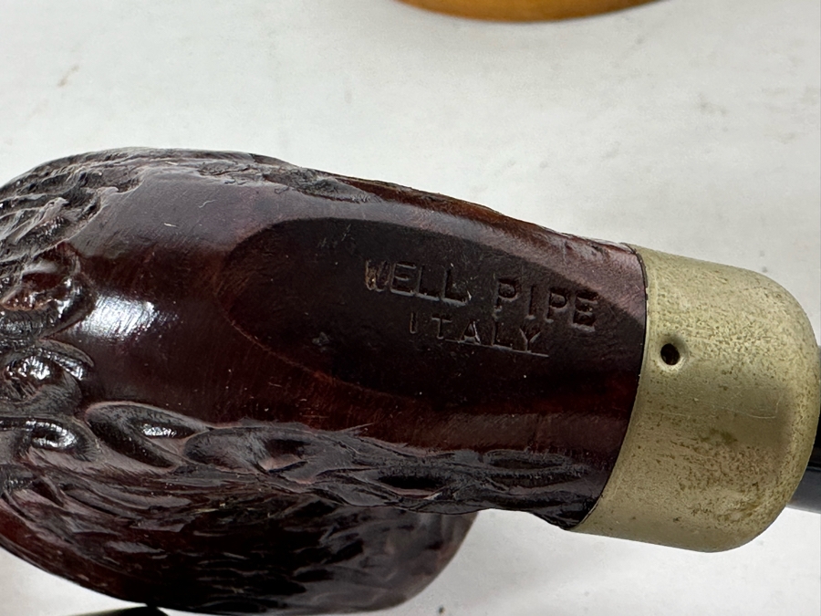 (5) Vintage Wooden Smoking Pipes Collection With Stand: (2) Jarl Denmark, (1) Stanwell Denmark, (1) The Guildhall London Pipe & (1) Well Pipe Italy [Photo 8]