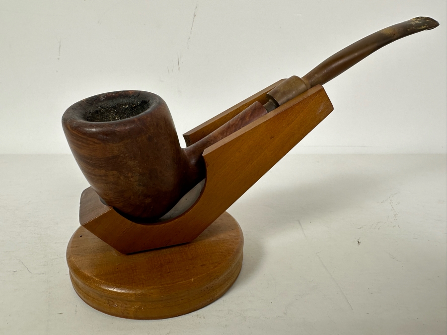 (5) Vintage Wooden Smoking Pipes Collection With Stand: (2) Jarl Denmark, (1) Stanwell Denmark, (1) The Guildhall London Pipe & (1) Well Pipe Italy [Photo 9]