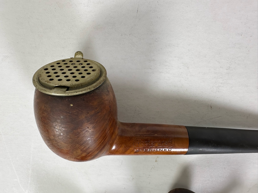 (7) Vintage Wooden Smoking Pipes Collection With Stand: (1) Hilson Maestro Belgium, (1) Corsica Paris, (1) GBD France, (1) Mastercraft, (1) De Luxe, (1) The Guildhall London & (1) Hilands Danish [Photo 7]