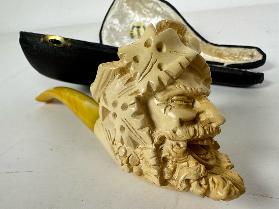 Vintage Turkish Carved Meerschaum Smoking Pipe With Case [Photo 8]