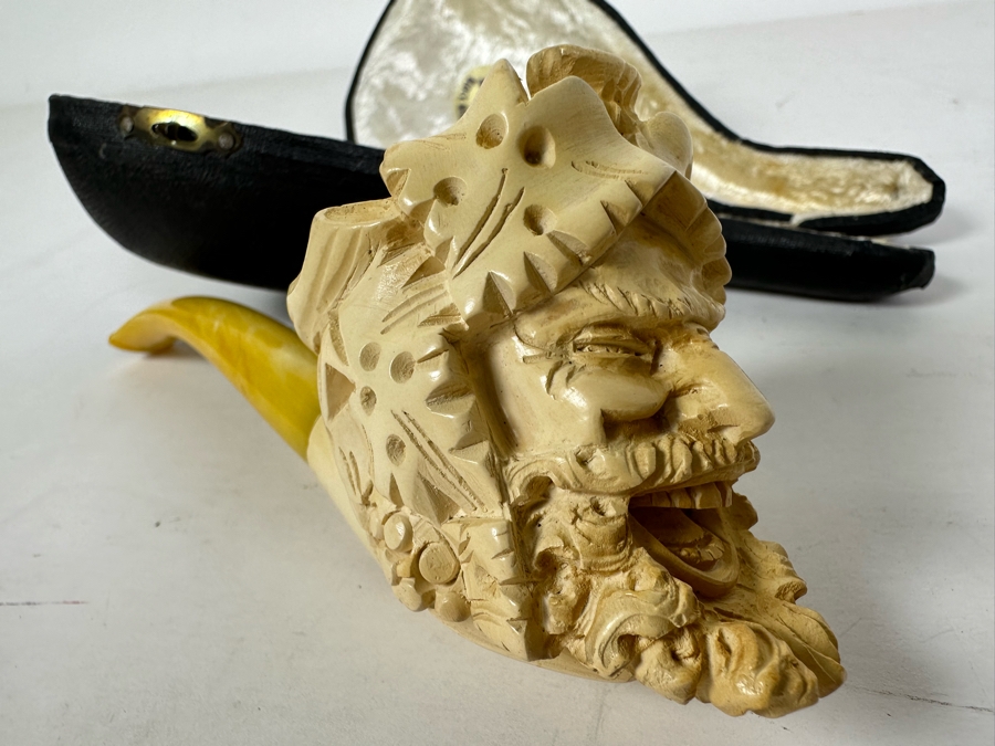Vintage Turkish Carved Meerschaum Smoking Pipe With Case [Photo 9]