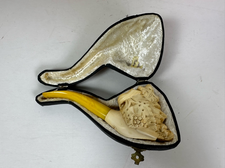 Vintage Turkish Carved Meerschaum Smoking Pipe With Case [Photo 2]