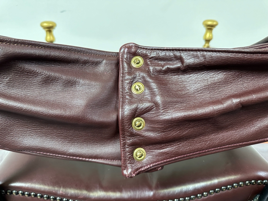 JUST ADDED - Vintage Leather And Metal Savonarola Chair 25W X 21D X 35H [Photo 7]