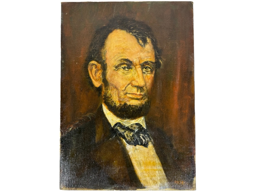 Dr. David D. Michaels Original Oil On Canvas Portrait Of Abraham Lincoln 10 X 14