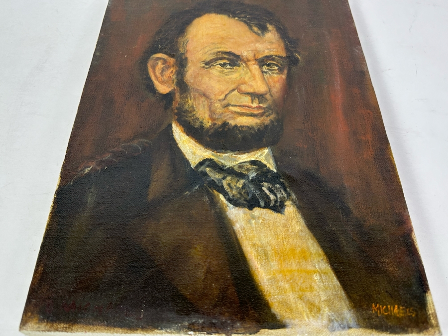 Dr. David D. Michaels Original Oil On Canvas Portrait Of Abraham Lincoln 10 X 14 [Photo 4]
