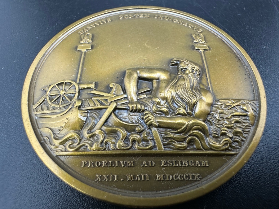 Vintage French Bronze Commemorative Medallion Medal 1809 Napoleon I 1812 Battle Of Aspern-Essling With Original Case 1 9/16'W [Photo 7]