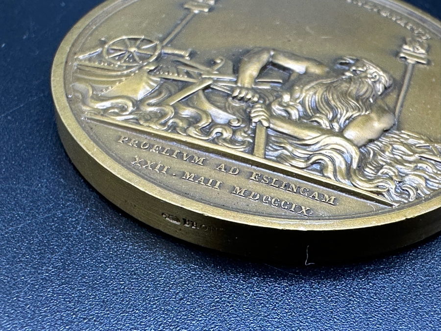 Vintage French Bronze Commemorative Medallion Medal 1809 Napoleon I 1812 Battle Of Aspern-Essling With Original Case 1 9/16'W [Photo 8]