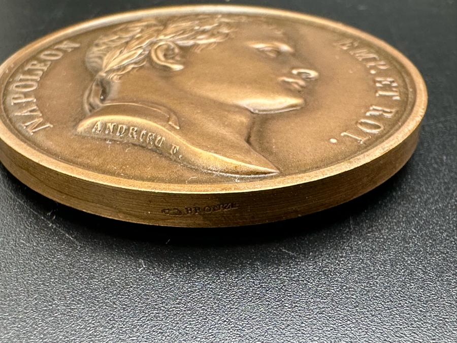 Vintage French Bronze Commemorative Medallion Medal 1812 Napoleon I Battle Of Moskowa With Original Case 1 9/16'W [Photo 8]