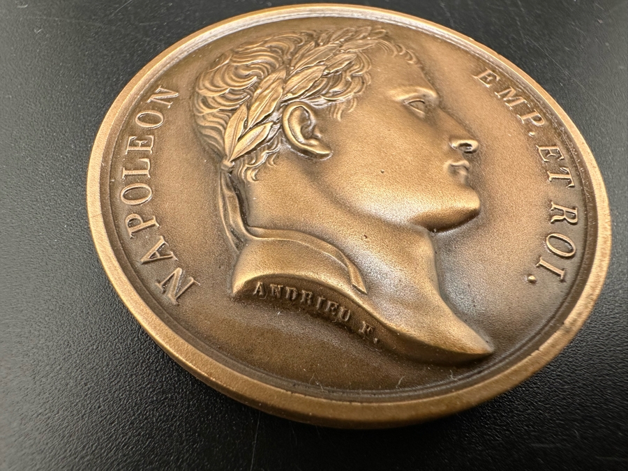Vintage French Bronze Commemorative Medallion Medal 1812 Napoleon I Battle Of Moskowa With Original Case 1 9/16'W [Photo 7]