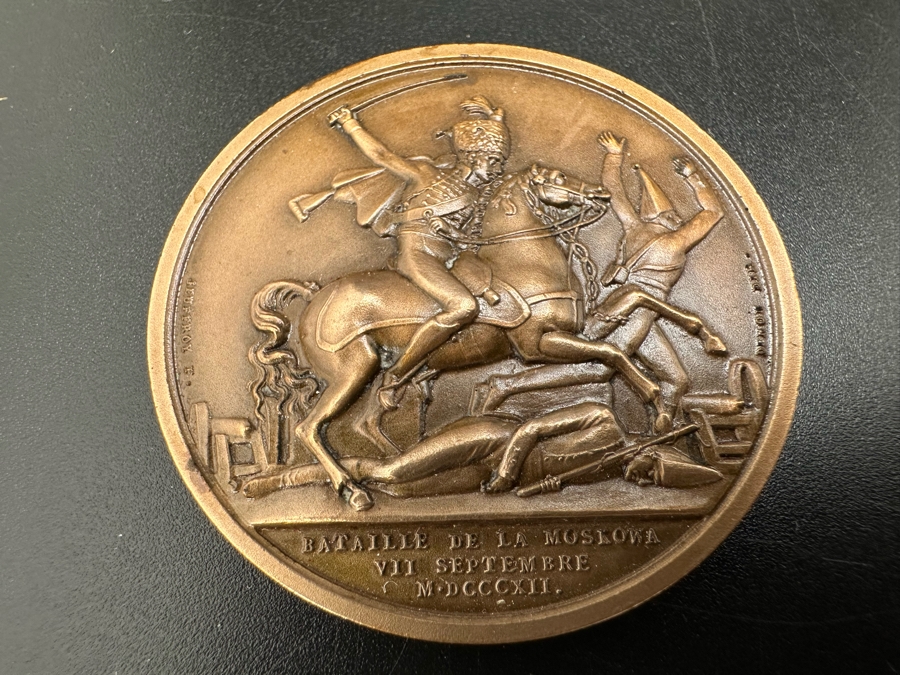 Vintage French Bronze Commemorative Medallion Medal 1812 Napoleon I Battle Of Moskowa With Original Case 1 9/16'W [Photo 5]