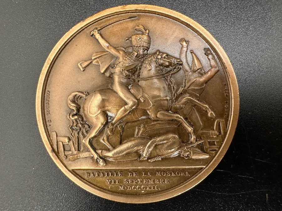 Vintage French Bronze Commemorative Medallion Medal 1812 Napoleon I Battle Of Moskowa With Original Case 1 9/16'W [Photo 4]