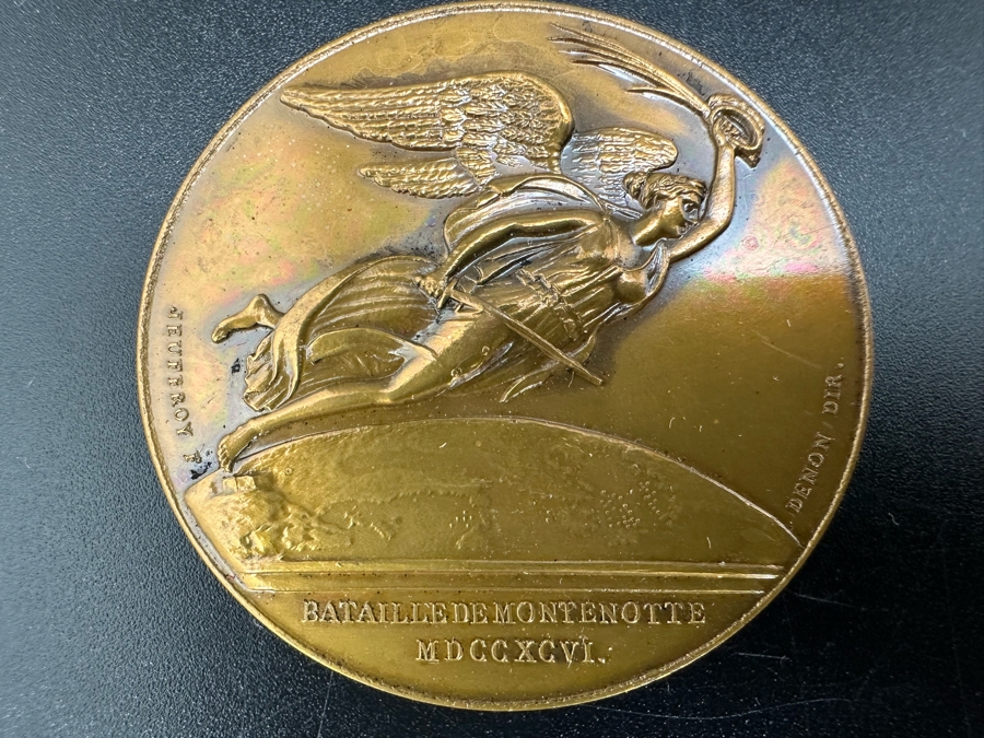 Vintage French Bronze Commemorative Medallion Medal 1796 Napoleon I Battle Of Montenotte With Original Case 1 9/16'W [Photo 4]