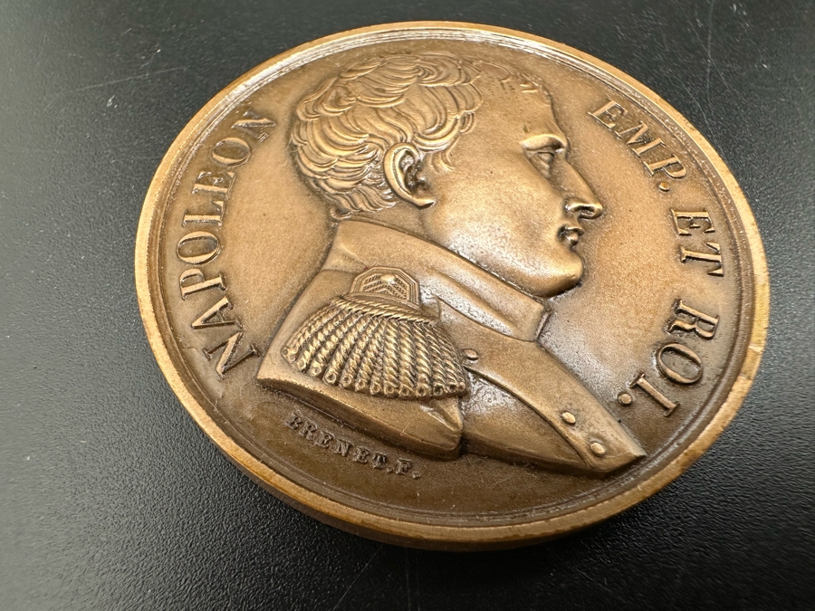Vintage French Bronze Commemorative Medallion Napoleon Bonaparte Surrendered To HBMS Bellerophon Capt. Maitland With Original Case 1 9/16'W	 [Photo 7]