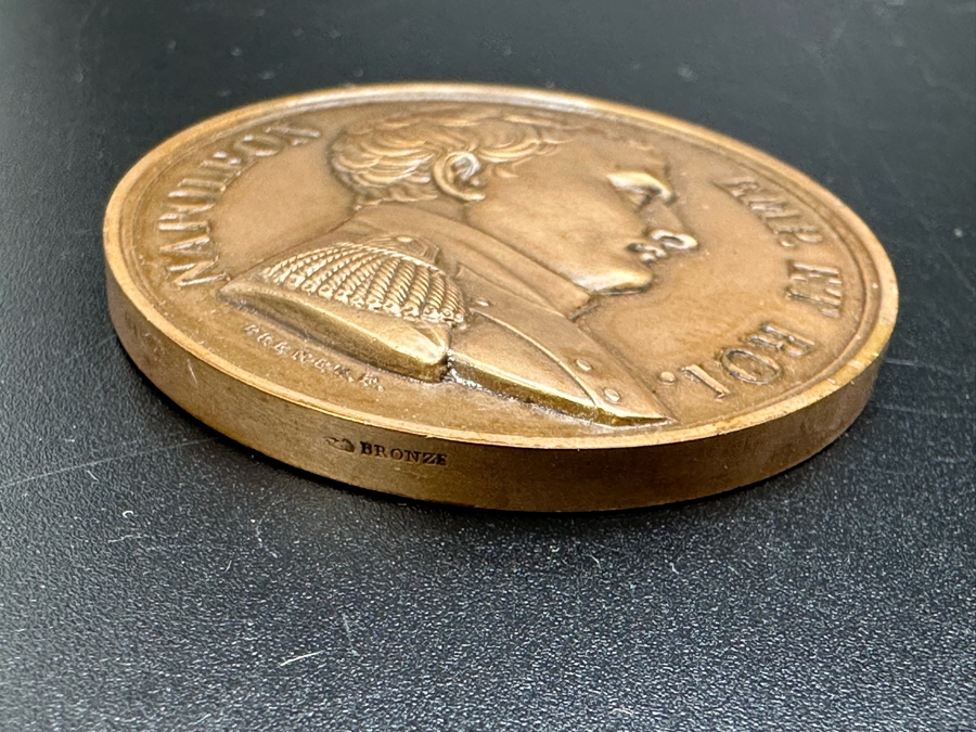 Vintage French Bronze Commemorative Medallion Napoleon Bonaparte Surrendered To HBMS Bellerophon Capt. Maitland With Original Case 1 9/16'W	 [Photo 8]