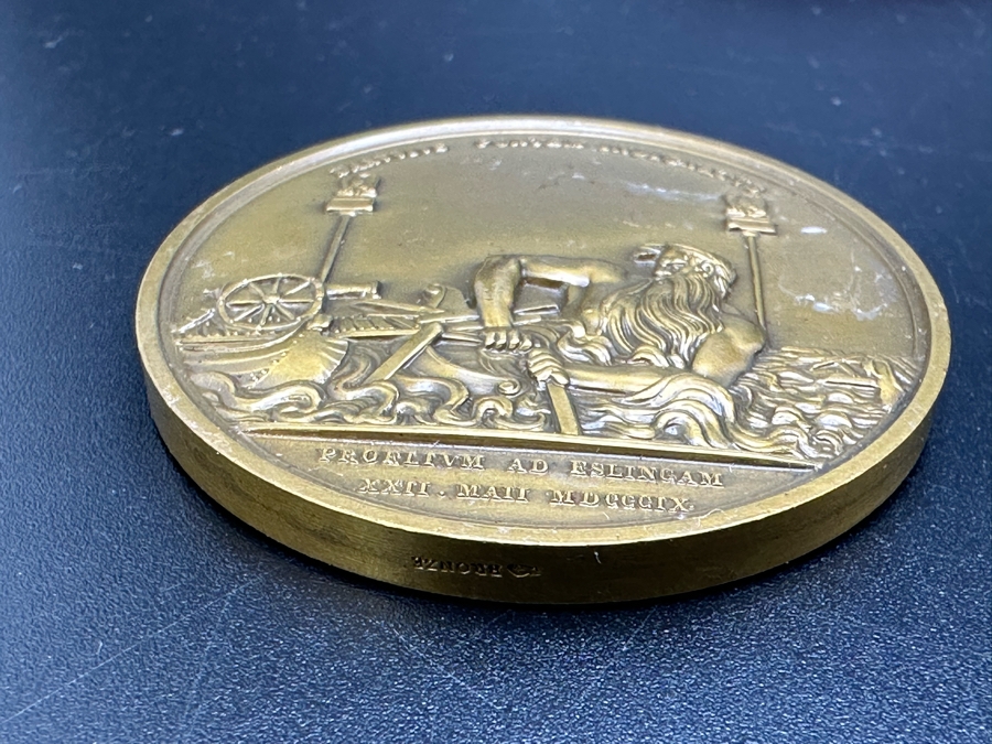 Vintage French Bronze Commemorative Medallion Medal 1809 Napoleon I 1812 Battle Of Aspern-Essling With Original Case 1 9/16'W [Photo 6]