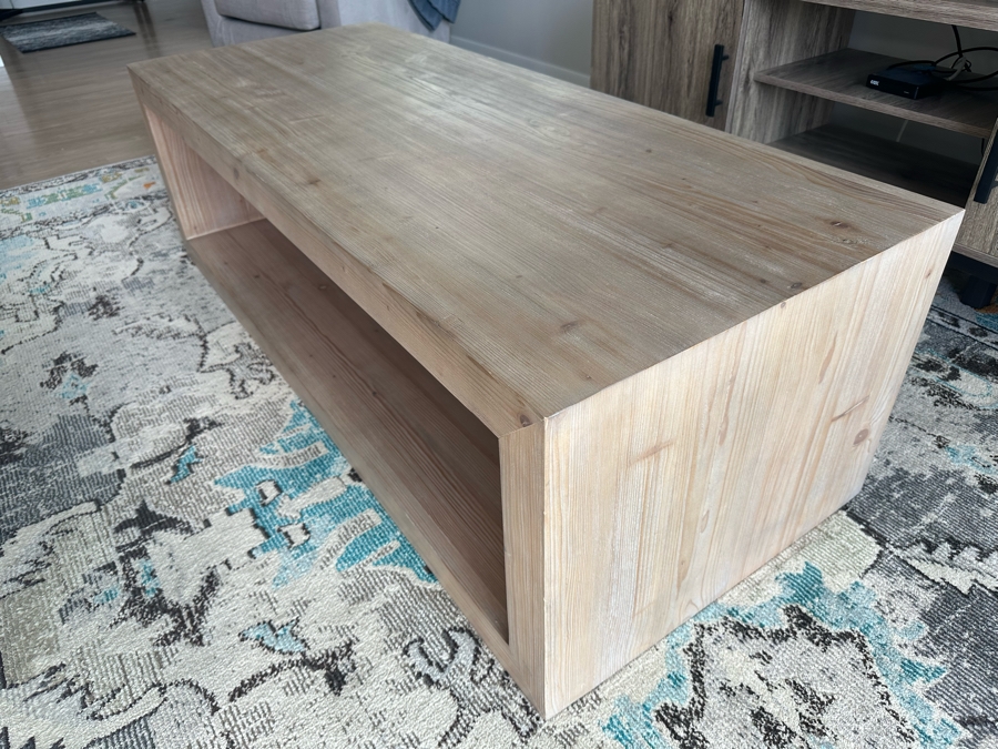 Pottery Barn Wooden Coffee Table With Lower Shelf 58W X 24D X 18H [Photo 7]