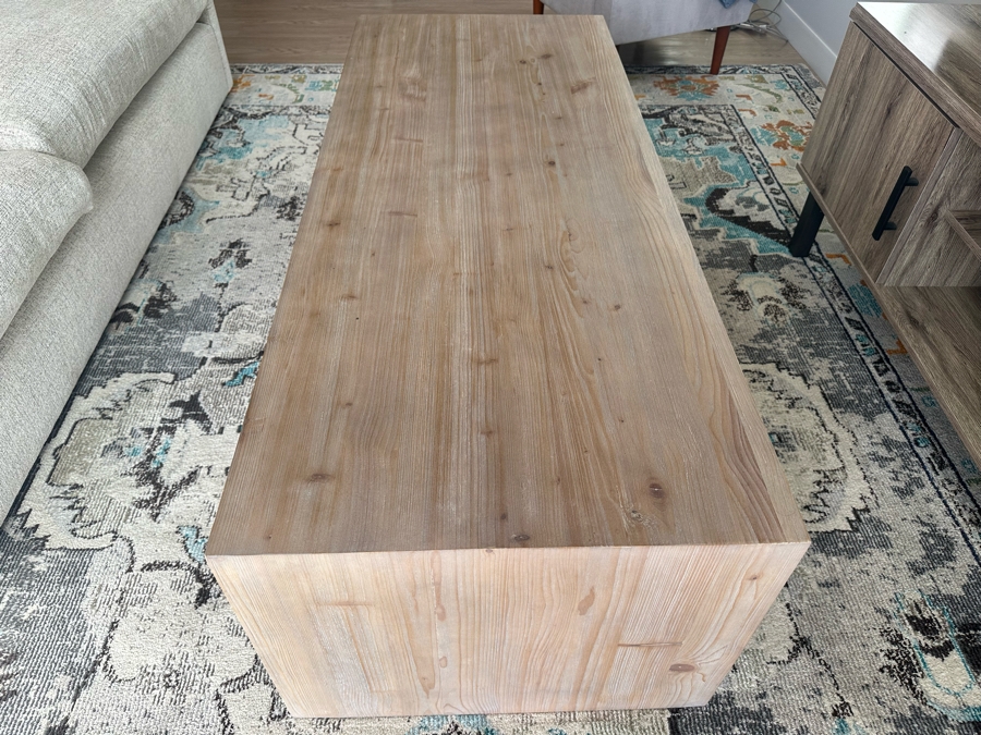 Pottery Barn Wooden Coffee Table With Lower Shelf 58W X 24D X 18H [Photo 5]
