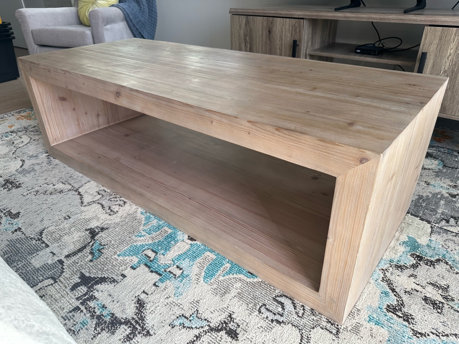 Pottery Barn Wooden Coffee Table With Lower Shelf 58W X 24D X 18H [Photo 6]