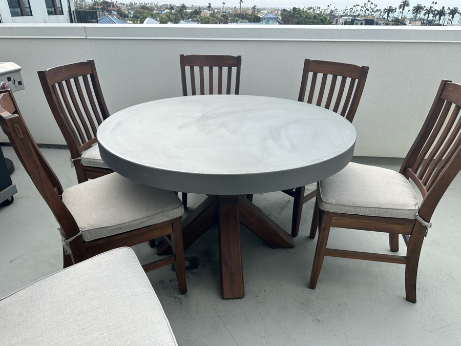 Six Pottery Barn Wooden Chairs And Pottery Barn 48' Round Pedestal Table Retails $3,362 [Photo 7]