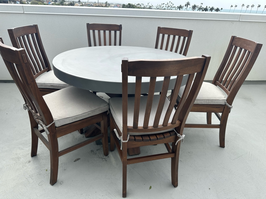 Six Pottery Barn Wooden Chairs And Pottery Barn 48' Round Pedestal Table Retails $3,362 [Photo 6]