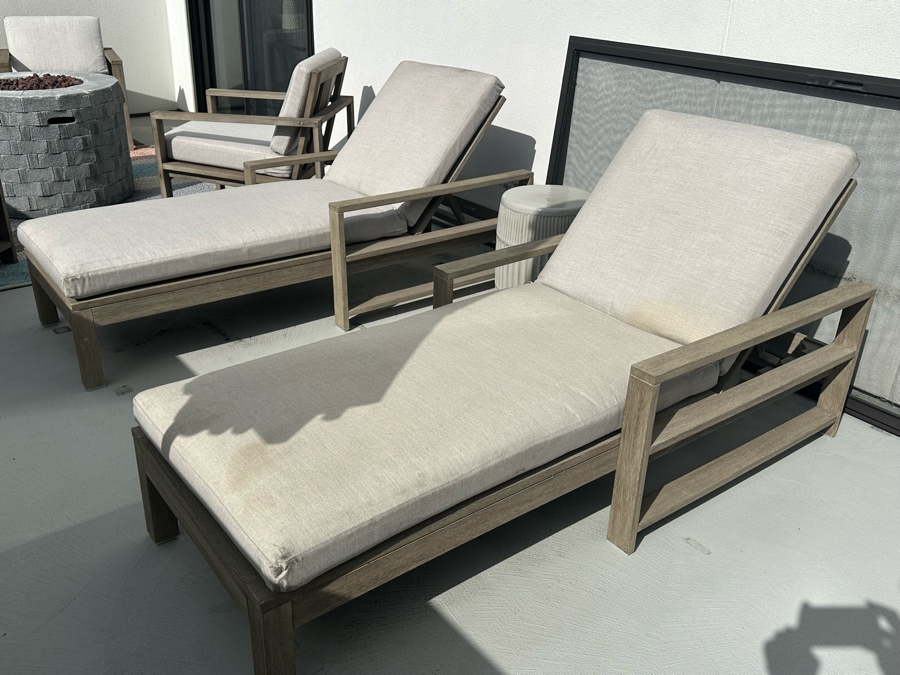 Pair Of Pottery Barn Chaise Lounge Chairs 30W X 60L Retails $1,334 [Photo 2]