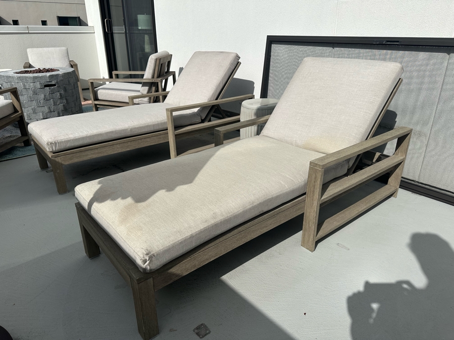 Pair Of Pottery Barn Chaise Lounge Chairs 30W X 60L Retails $1,334 [Photo 1]