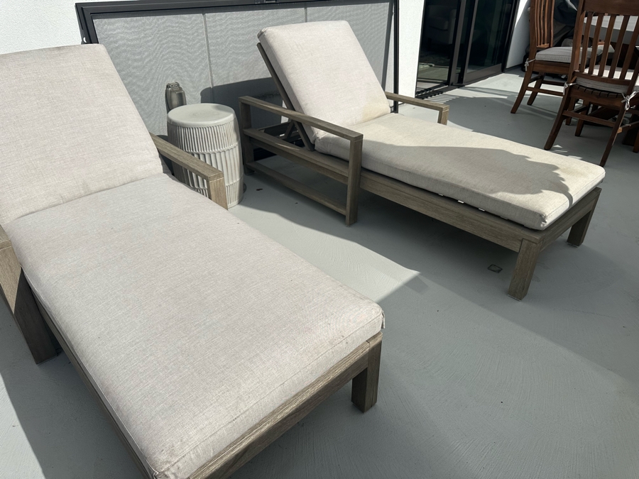 Pair Of Pottery Barn Chaise Lounge Chairs 30W X 60L Retails $1,334 [Photo 8]