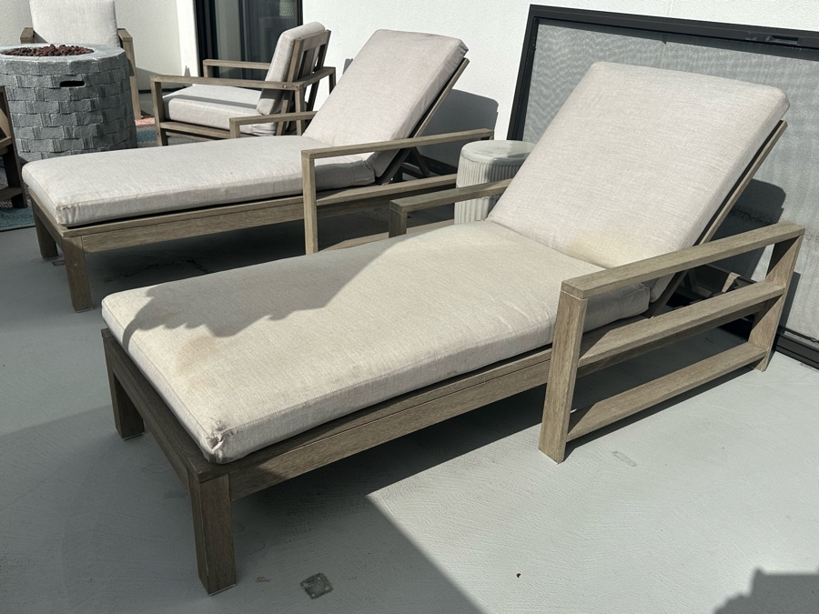 Pair Of Pottery Barn Chaise Lounge Chairs 30W X 60L Retails $1,334 [Photo 3]