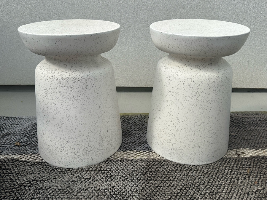 Pair Of Modern Resin Side Tables 14W X 19.5H [Photo 2]