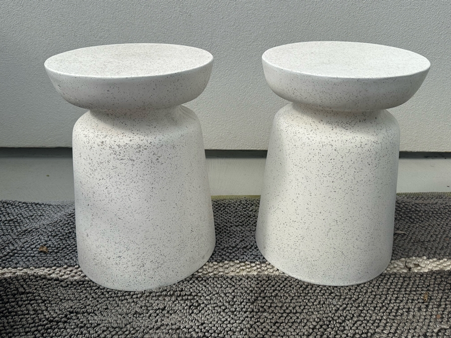 Pair Of Modern Resin Side Tables 14W X 19.5H [Photo 1]