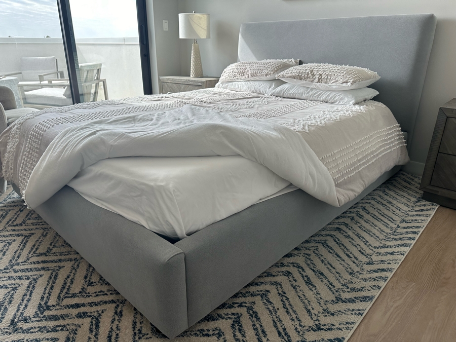 West Elm Platform Bed With Queen Mattress & Bedding Retails $1,930