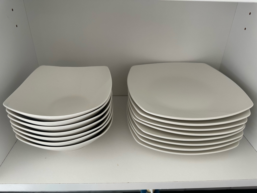 SALT Dishwasher & Microwave Safe White Plates, Bowls & Coffee Cups Plus Tea Pot [Photo 3]